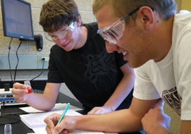 Students working on a lab project.